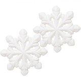 Autocolante Decorative Crăciun, Fulg 3D, Alb, 8x8cm, Set 2 Bucăți, Oem