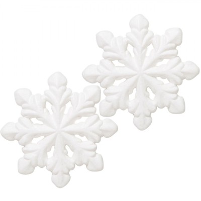 Autocolante Decorative Crăciun, Fulg 3D, Alb, 8x8cm, Set 2 Bucăți foto