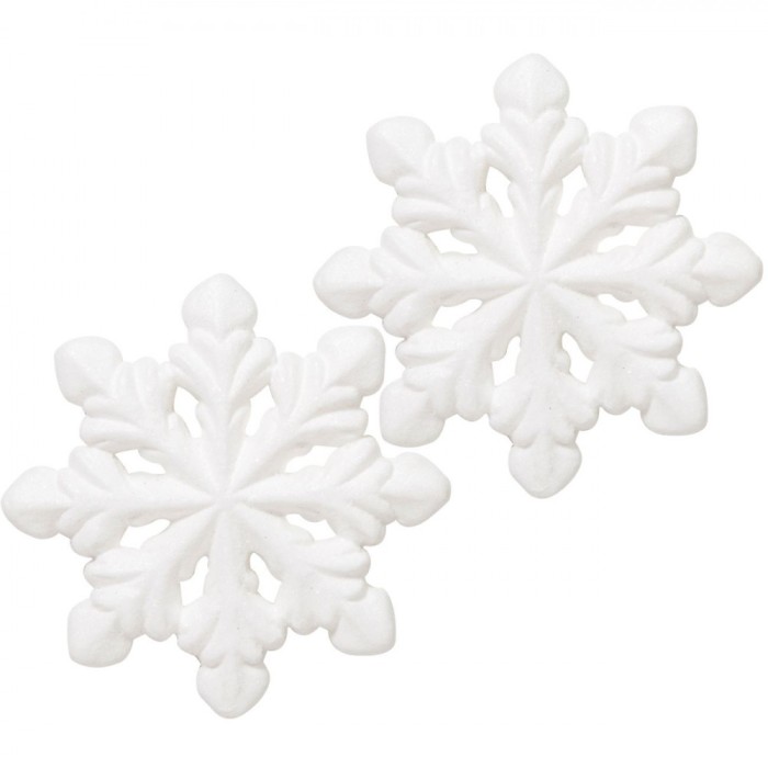 Autocolante Decorative Crăciun, Fulg 3D, Alb, 8x8cm, Set 2 Bucăți