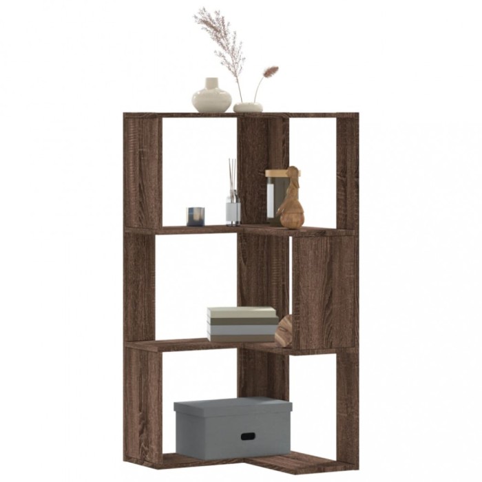 Gossi biblioteca 3 niveluri stejar maro 50x50x102 cm lemn prelucrat