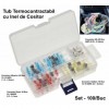 Set 100 Conectori Inel Cositor Termocontractibili cu Lipitura, Izolati Impermeabili, Auto, Moto, Electronice, 26-10 AWG