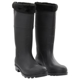 vidaXL Cizme de ploaie cu șosete detașabile, negru, mărime 45, PVC
