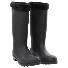 vidaXL Cizme de ploaie cu șosete detașabile, negru, mărime 45, PVC