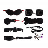 Cumpara ieftin Set BDSM fetis piele neagra 8 piese, jocuri erotice, cod produs bk-02