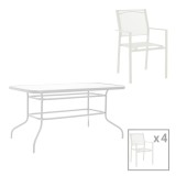 Cumpara ieftin Set de 5 buc masa si scaune de gradina Valor Confidence metal alb 140x80x70 cm