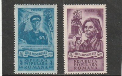 ROMANIA 1951 LP 285 ZIUA MINERULUI SERIE NESTAMPILATA foto