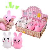Jucarie antistres Crunchy Squishy Iepuras Kawaii moale si elastic roz sau alb