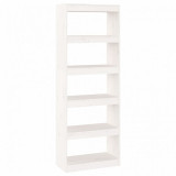 Bibliotecă/Separator cameră,alb,80x30x167,5 cm, lemn masiv pin