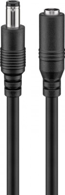 Cablu de extensie alimentare DC 5.5 x 2.5 mm mama-tata 10m cupru 0.5mm negru Goobay foto