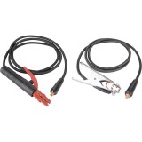 Pereche de cabluri de sudură, cablu de &icirc;mpăm&acirc;ntare cu clemă + cablu de lucru cu suport de electrod, 120A, 3m, 16mm2, conector: 10-25