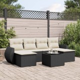 Cumpara ieftin Gossi set canapele de gradina cu perne, 7 piese, negru, poliratan