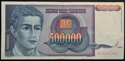 Bancnota 500000 DINARI / DINARA - YUGOSLAVIA, anul 1993 * cod 304 foto