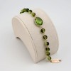 Brățară Aur Roz Argint 925 Cuarț Verde Aurora, reglabilă 18-23cm, Handmade Italy, Cutie Cadou