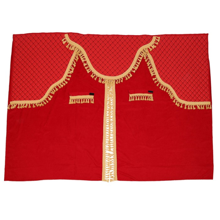 Set Perdele Cabina Camion, Universale, Velur, Rosu-Auriu