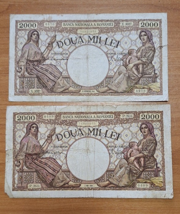 2000 lei 1944 mai si octombrie