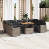 Gossi set mobilier de gradina cu perne, 10 piese, gri, poliratan