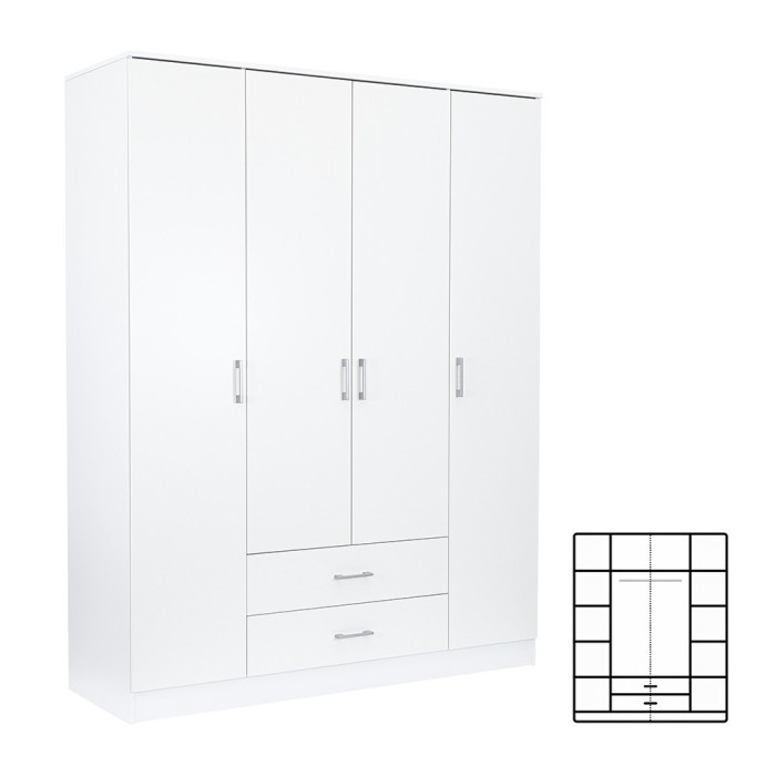 Dulap Miami 160x205 cm alb-alb