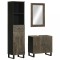 vidaXL Set de mobilier de baie 3 piese din lemn masiv de mango negru 3310001