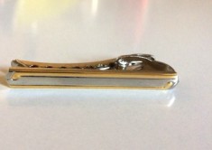 OFERTA-AC DE CRAVATA barbati-Clama cravata PLACAT CU AUR ALB SI GALBEN 18K