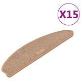 Cumpara ieftin Covorase pentru scari, 15 buc., 65x21x4 cm, maro deschis, semirotunde, mari