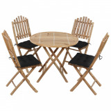 Set mobilier de exterior pliabil, cu perne, 5 piese, bambus GartenMobel Dekor, vidaXL