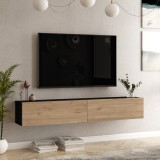 Comoda TV Lapinlahti 29,5x180x31,5cm negru/stejar [en.casa] HausGarden Leisure