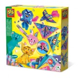 Set creativ copii cu accesorii incluse - Origami cu pene si sclipici, SES Creative
