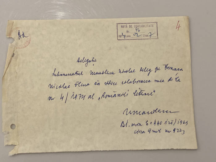 Nicolae Manolescu - document vechi - manuscris, semnatura olografa
