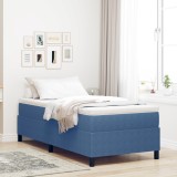 vidaXL Pat cu saltea Box Spring - Albastru din fleece corduroy