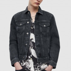 AllSaints jachetă denim barbati, culoarea negru, de tranzitie