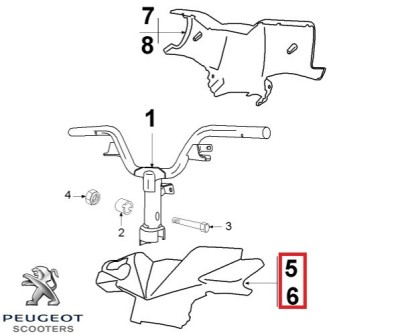 Carena superioara ghidon originala Peugeot Ludix 10B One - Snake - Trend - Ludix 12 Blaster - Ludix 14 Classic - Elegance 2T 50cc (gri opac) foto