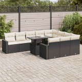 Cumpara ieftin Set canapele de grădină cu perne, 11 piese, negru, poliratan