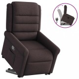 Cumpara ieftin Fotoliu rabatabil cu ridicare pe verticală, maro &icirc;nchis, textil