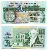 !!! GUERNSEY - 1 POUND (1980-89) - P 48 b - UNC /SERIA H341830 / SIGN . BROWN / FORMATUL MARE 135 x 67 mm