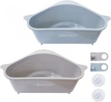 Set de 2 strecuratori pentru chiuveta Novsix, plastic, gri, 26 x 10 x 14 cm