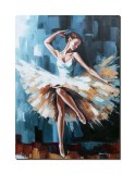Cumpara ieftin Tablou cu turcoaz pictat manual, Balerina, 70x50cm ulei pe panza in cutit efect 3D, Mircea Iordache