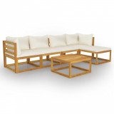 Set mobilier de grădină cu perne 6 piese crem lemn masiv acacia, vidaXL