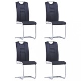 vidaXL Scaune de bucătărie consolă, 4 buc., negru, piele ecologică 281772