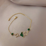 Bratara, Hovanci, din alama placata cu aur 18K, culoare verde, model WMSL0075