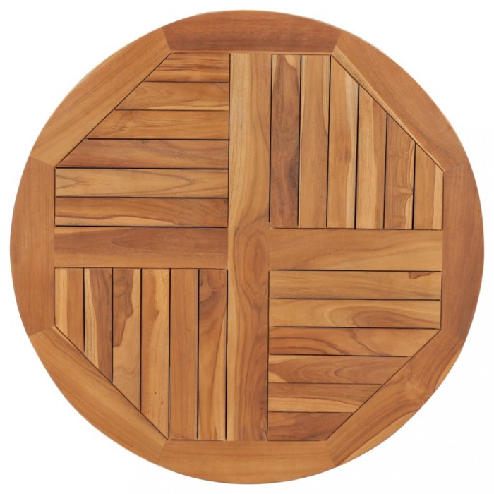 Gossi blat de masa rotund, 80 cm, lemn masiv de tec, 2,5 cm