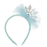 Coroniță Deghizare Fete, Cu Coadă &Uuml;esătură, Fundiță Tul, Culoare Ciel Argintiu, Cu Glitter și Piatra Bleu, Oem