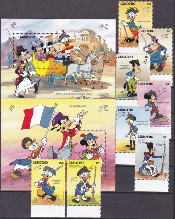 Lesotho 1989 Disney PhilexFrance MI 767-774 + 2 bl.62,63 MNH