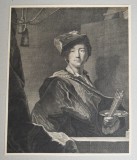 Hyacinthe Rigaud &quot;Autoportret&quot; gravura cca 1720, Portrete, Cerneala, Altul