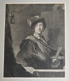 Johann Jacob Kleinschmidt&#039; &quot;Portretul lui Hyacinthe Rigaud&quot; gravura cca 1720, Portrete, Cerneala, Altul