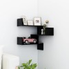 Gossi raft de perete pe colt, negru, 40x40x50 cm, pal
