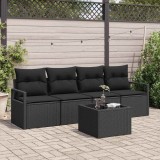 VidaXL Set de canapele pentru grădină 5 pcs Negru 55 x 55 x 37 cm