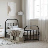 VidaXL Cadru pat metalic cu tăblii de cap/picioare, negru, 75x190 cm