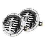 Claxon auto AMiO crom 125 mm 12V, semnal sonor 110dB, montaj universal, compatibil cu majoritatea autoturismelor cu instalatie 12V