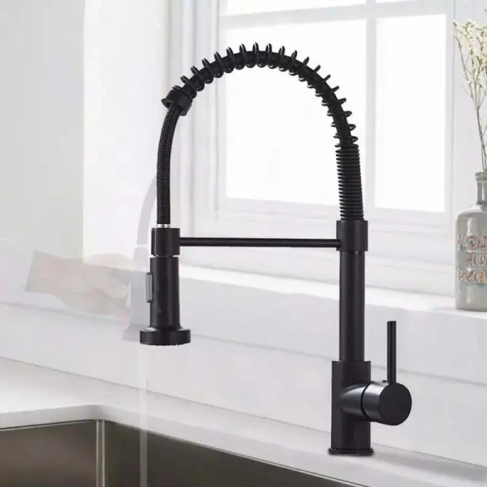 Baterie Bucatarie cu Dus Extractibil, Inox si Alama Negru, YD/102 ModernLight Concept