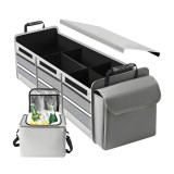 Organizator Auto pentru Portbagaj, Flippy, Model Pliabil, din Panza, cu Geanta Termoizolanta Detasabila, 3 Compartimente, Curele Ajustabile, 90 x 35 x